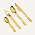 Designed by Swiss design studio BIG-GAME, Everyday Cutlery is an cutlery series comprising plain knives, forks, spoons and teaspoons. It is made in durable stainless steel with silver or gold finish.