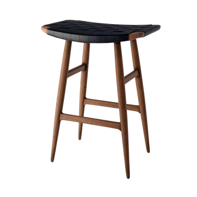 Freja Bar Stool Leather Stripe Seat