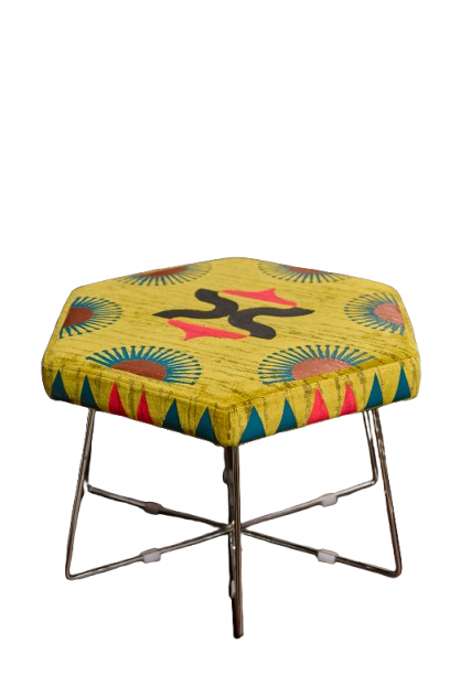 Handpainted Hexagon Metal Guest Stools