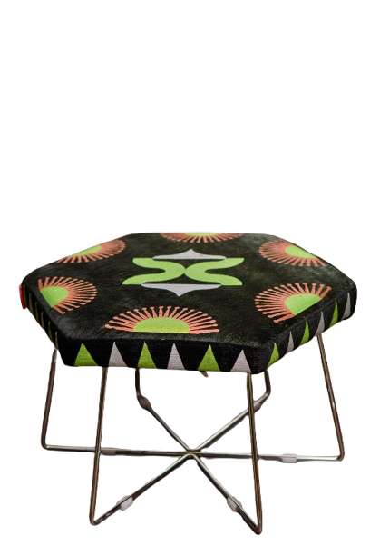 Handpainted Hexagon Metal Guest Stools