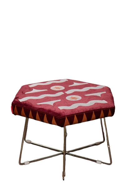 Handpainted Hexagon Metal Guest Stools