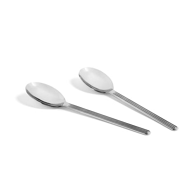 Designed by Swiss design studio BIG-GAME, Sunday is a cutlery series with fluted handles, comprising knives, forks, dessert spoons, serving spoons teaspoons and latte spoons. Made in durable stainless steel. 