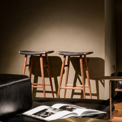 Freja Bar Stool Leather Stripe Seat